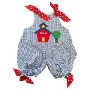 The Bailey Boys BACK TO SCHOOL Blue Gingham Bubble Suit - 12m